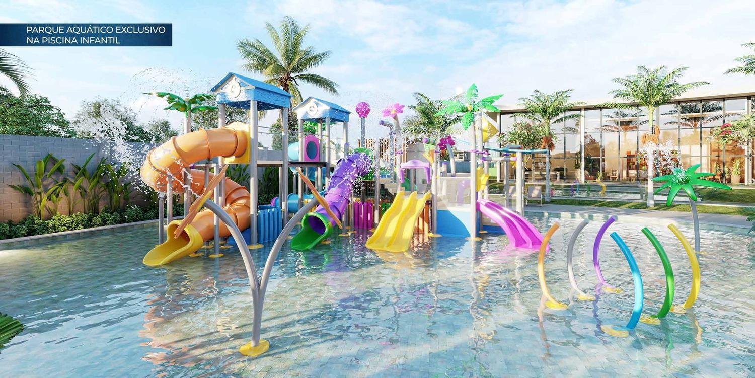 Parque aquático exclusivo na piscina infantil